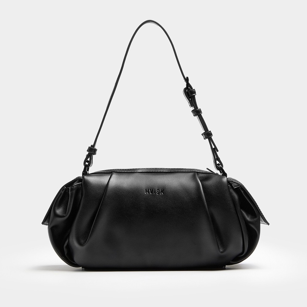 NWT HVISK Black Elbie Pleated Flap-pocket Bag